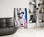 I Love Life glass print enhancing a den with statement firepower