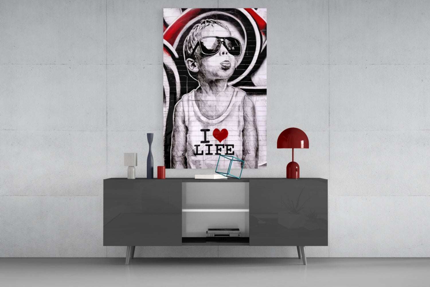 I Love Life Glass Wall Art || Designer Collection.
