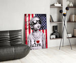 I Love Life glass print enhancing a den with statement firepower