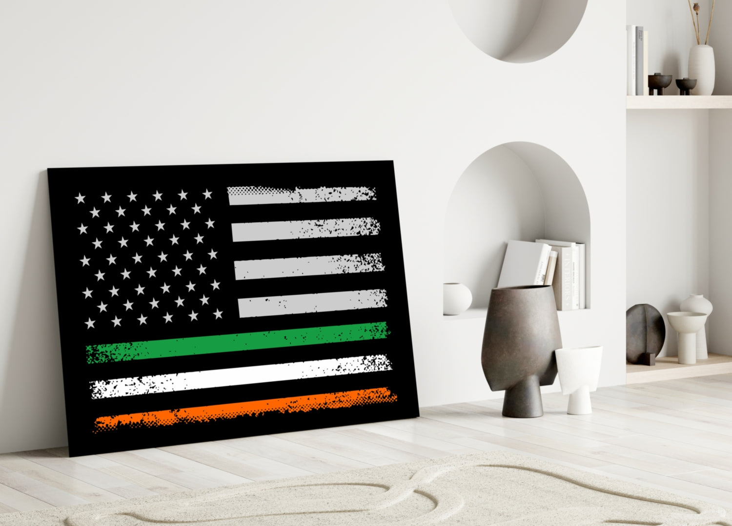 USA-Ireland Flag Glass Wall Art || Designer Collection.