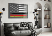 USA Germany Flag panel adding editorial drama to a hallway