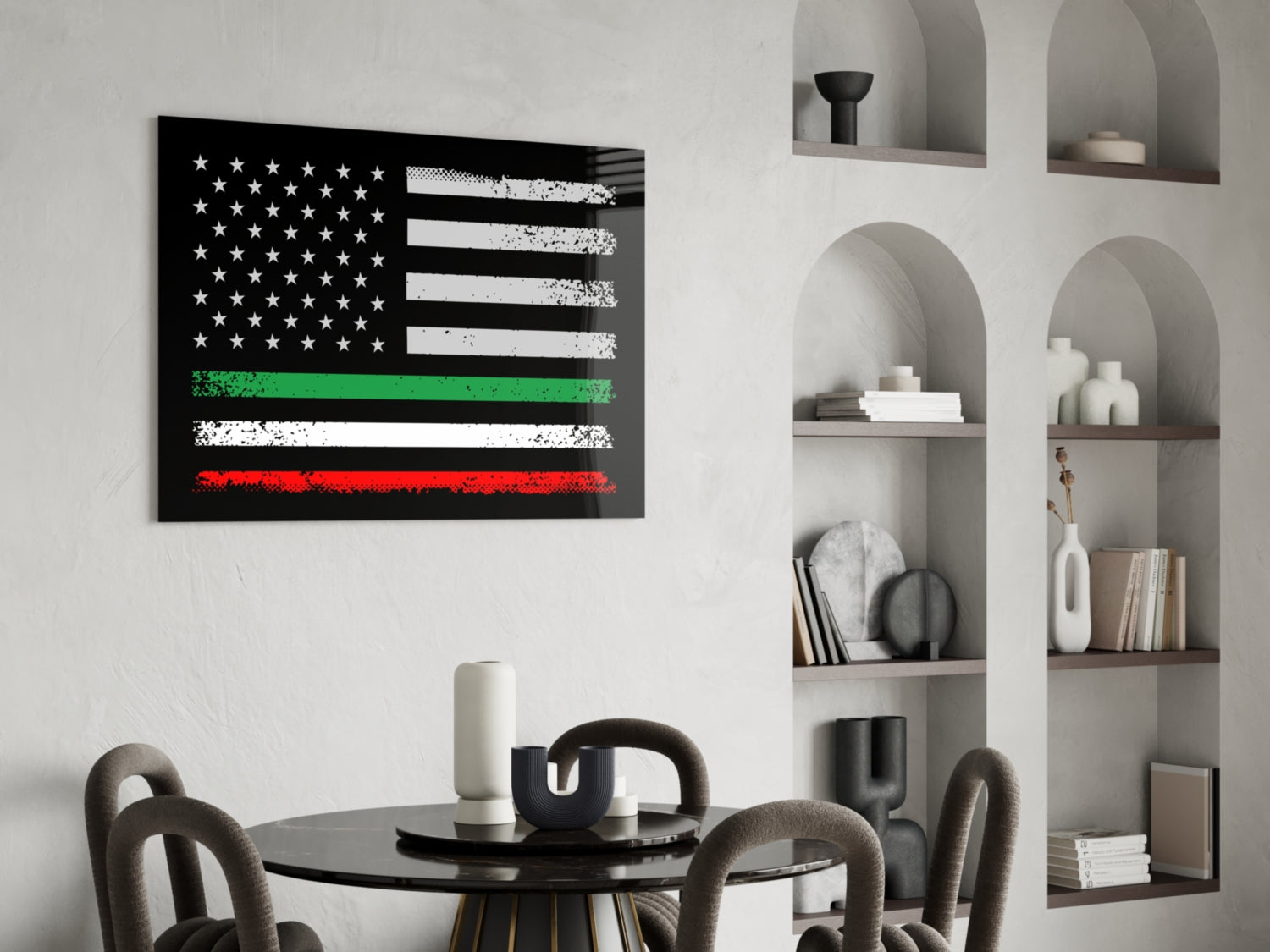 USA-Italia Flag Glass Wall Art || Designer Collection.