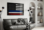 USA France Flag panel adding editorial drama to a hallway