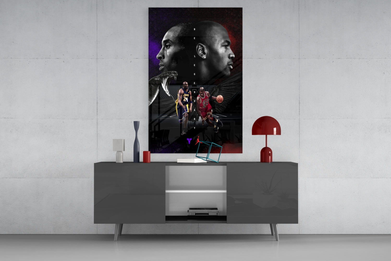 Bryant vs Jordan Glass Wall Art || Designer Collection.