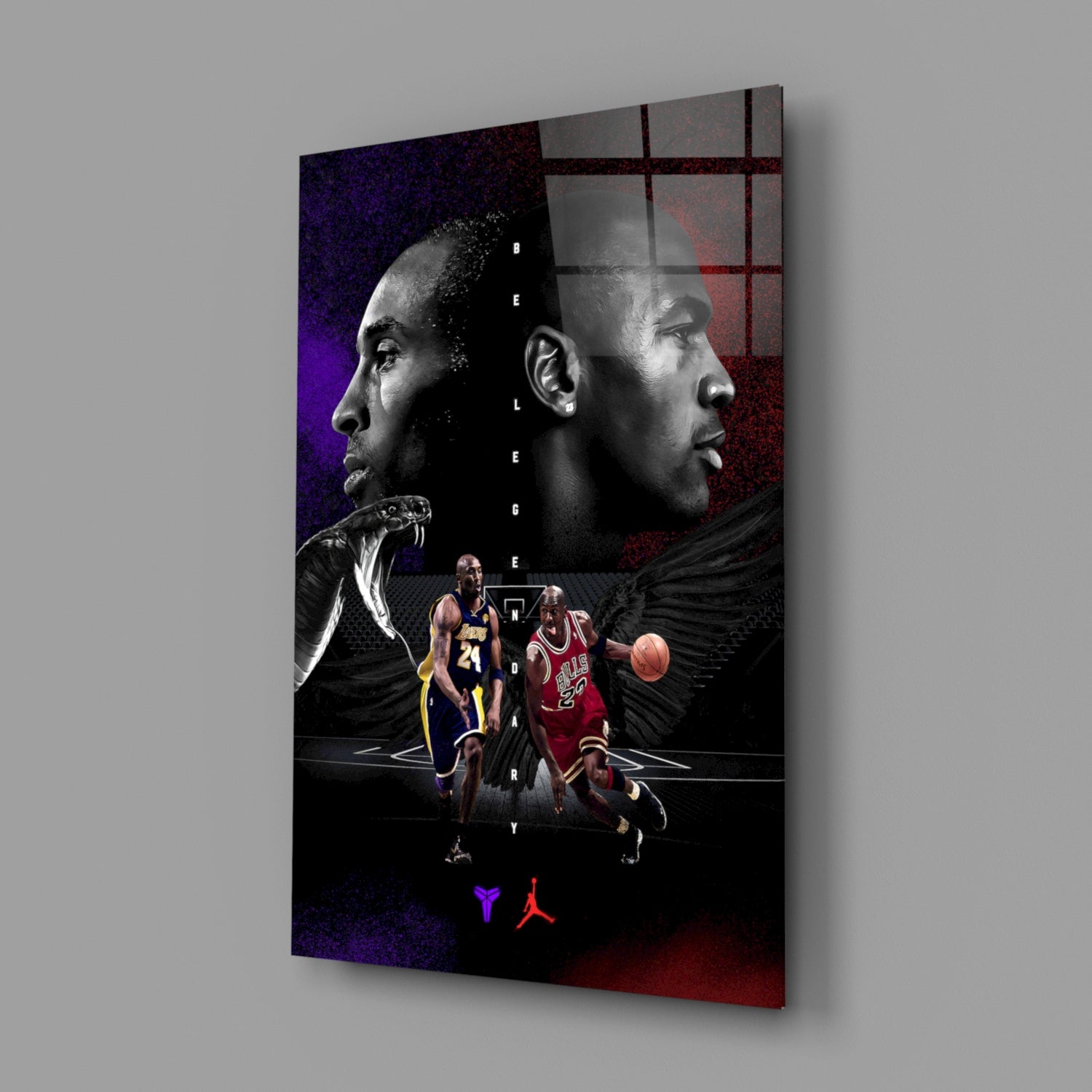 Bryant vs Jordan Glass Wall Art || Designer Collection.