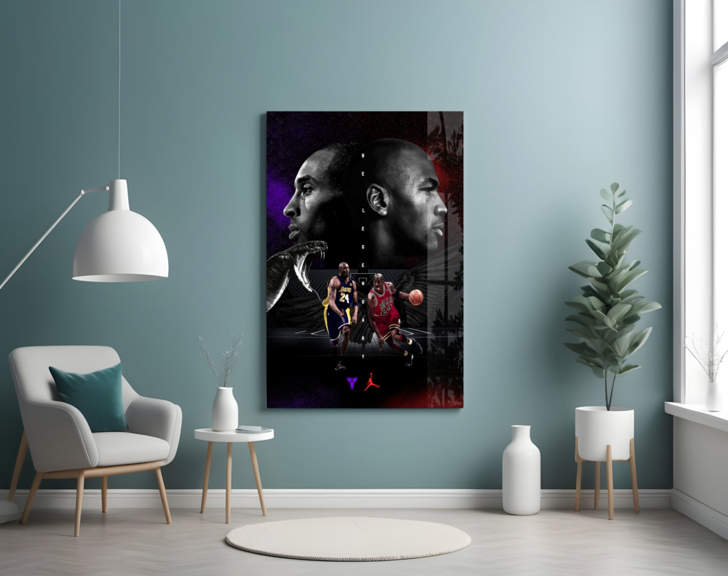 Bryant vs Jordan Glass Wall Art || Designer Collection.