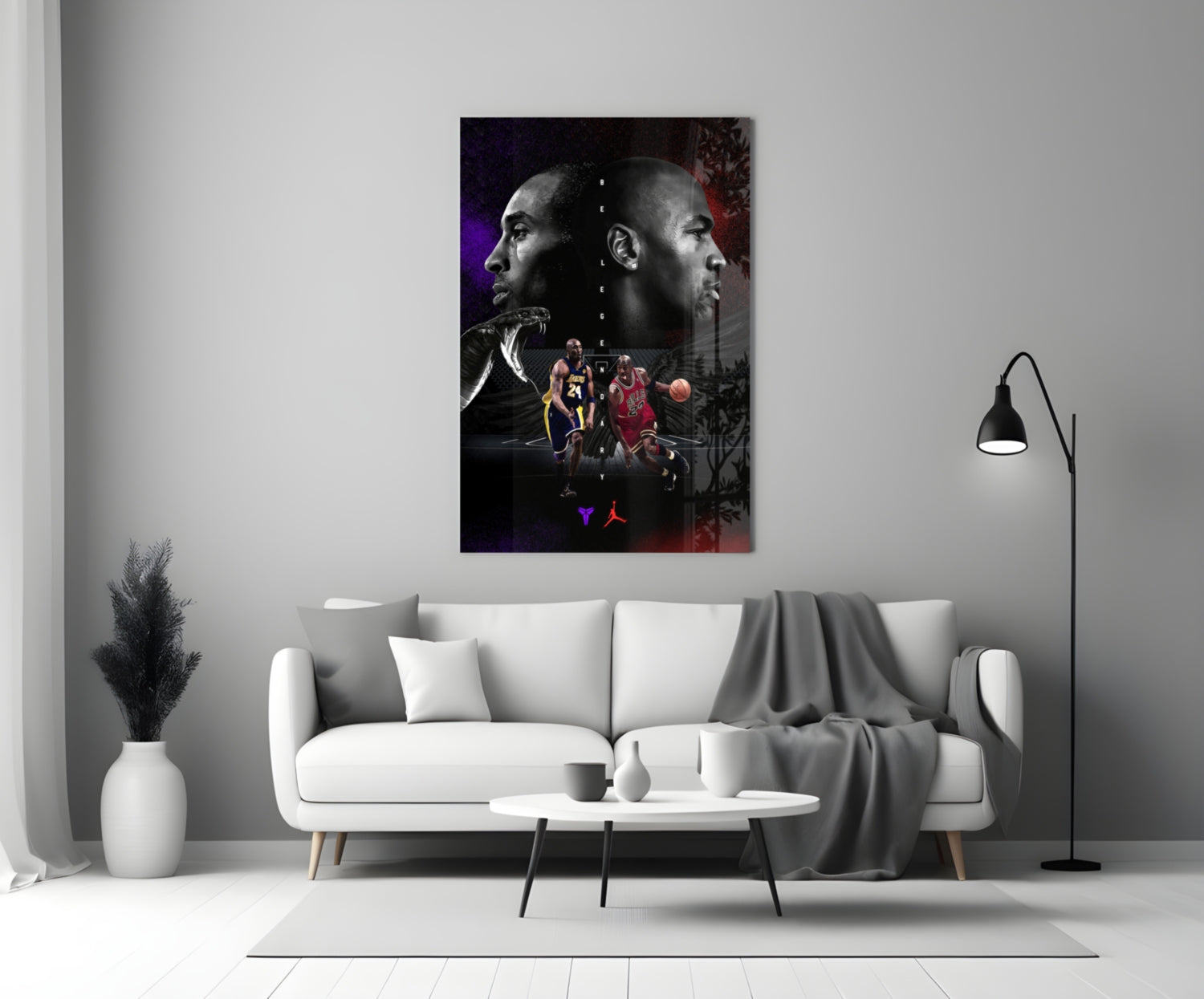 Bryant vs Jordan Glass Wall Art || Designer Collection.