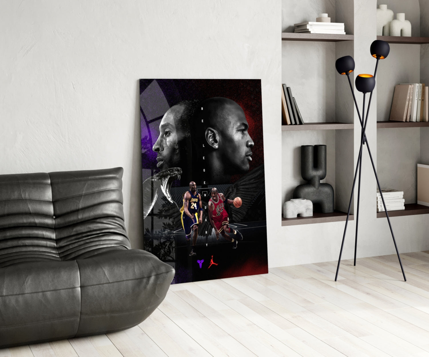 Bryant vs Jordan Glass Wall Art || Designer Collection.