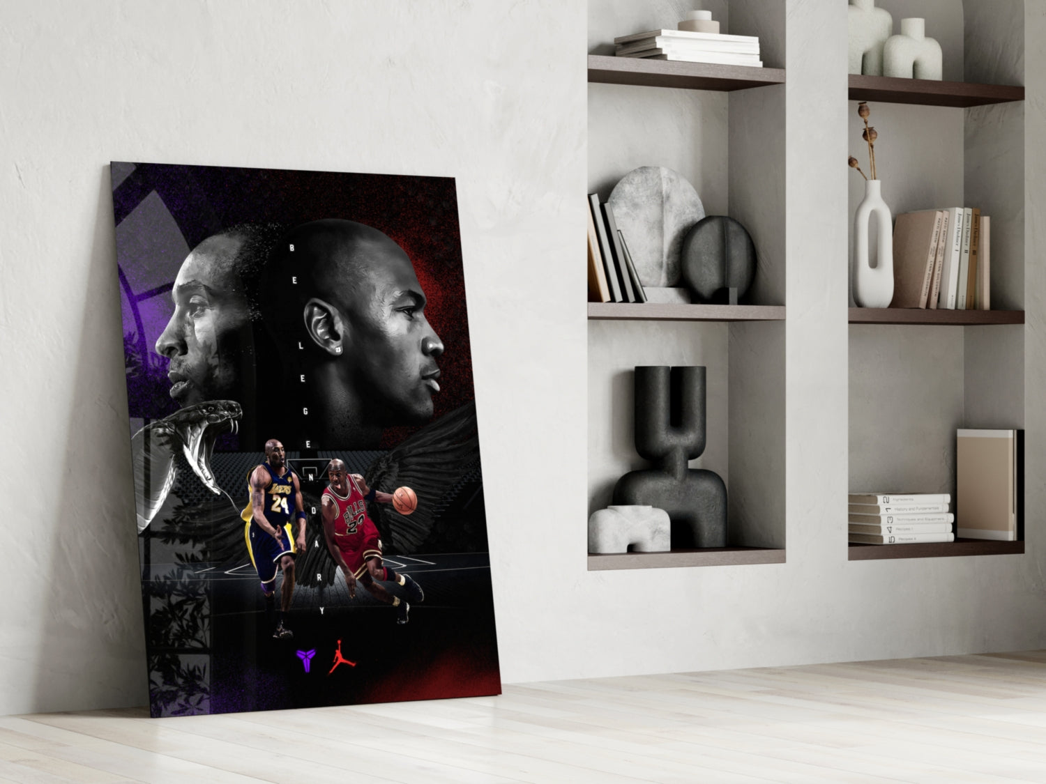 Bryant vs Jordan Glass Wall Art || Designer Collection.