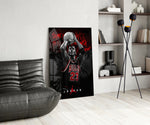Jordan glass print enhancing a den with basketball firepower
