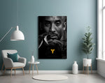 Kobe Bryant panel adding editorial drama to a hallway
