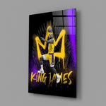 King James close-up showing LeBron with golden crown graffiti