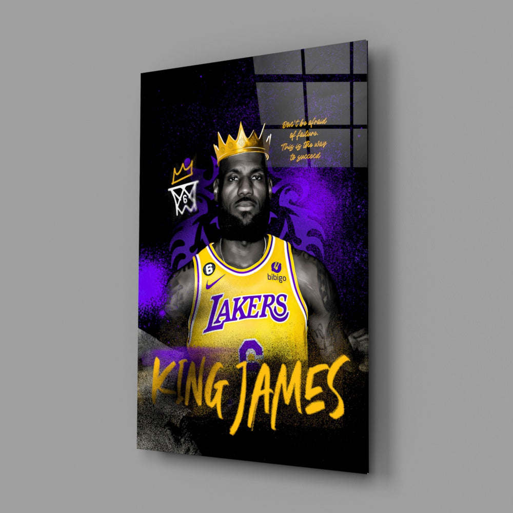 King James close-up showing LeBron in crown and Lakers jersey