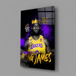 King James close-up showing LeBron in crown and Lakers jersey