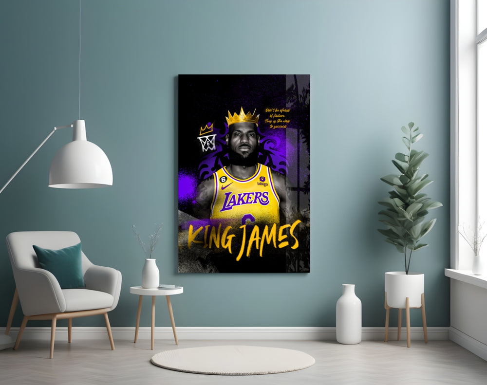 King James panel adding editorial drama to a hallway