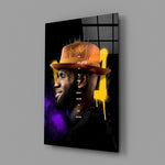 King James close-up showing LeBron in orange fedora and gold crown