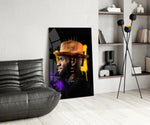 King James glass print enhancing a den with basketball firepower