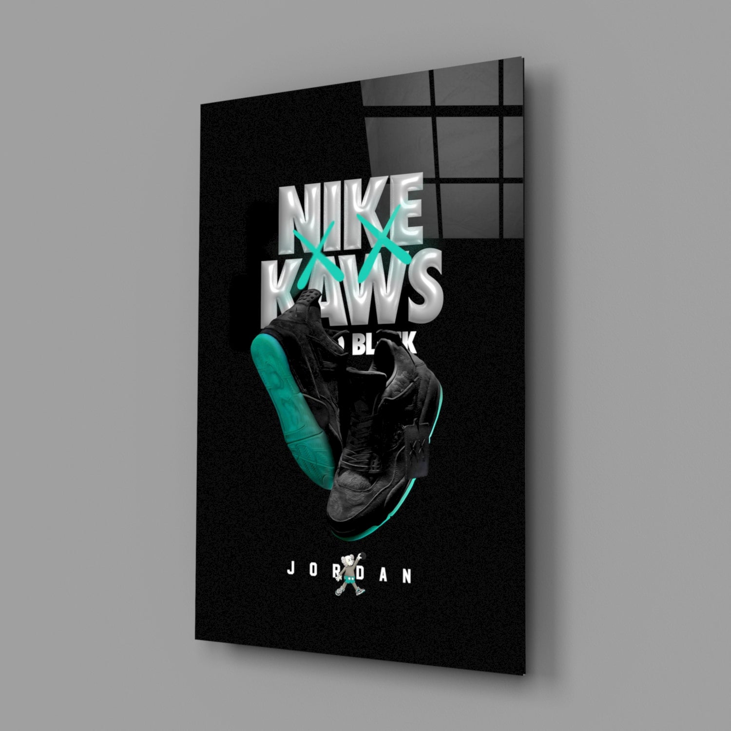 Black Kaws Glass Wall Art || Designer Collection.