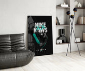 Black Kaws glass print enhancing a den with statement firepower
