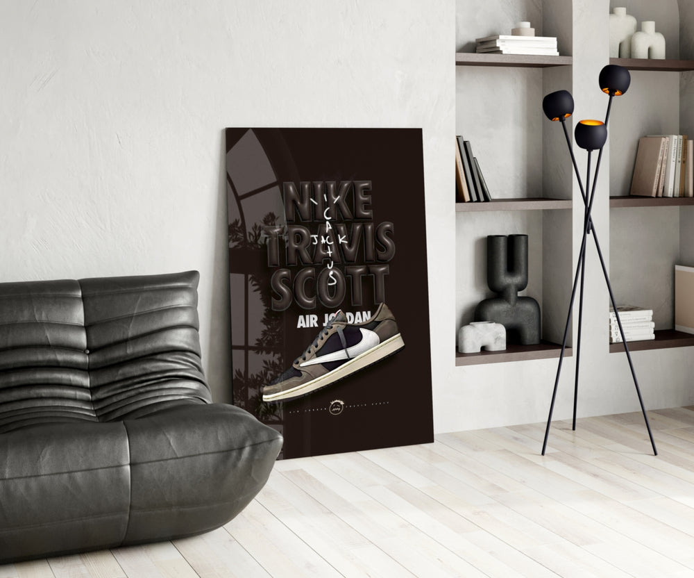Air Jordan glass print enhancing a den with statement firepower