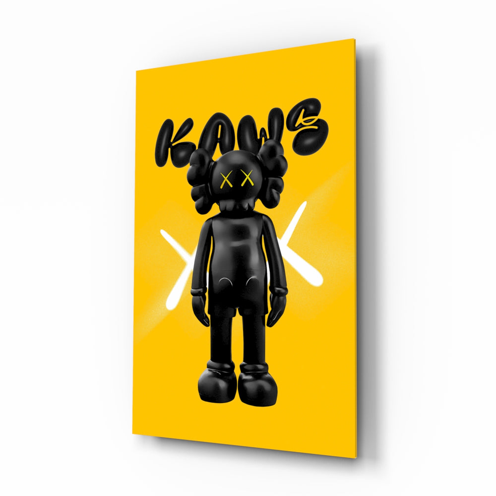 Pop-art-toy panel bringing canary glow to a designer studio