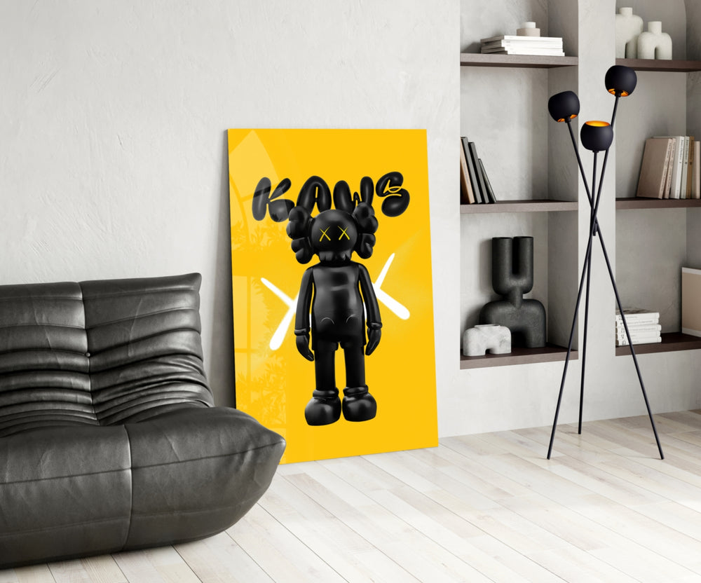 Kaws glass print enhancing a foyer with statement firepower