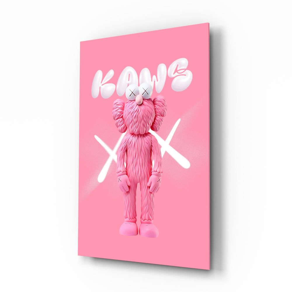 Pop-art-toy panel bringing pink glow to a designer studio
