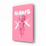 Pop-art-toy panel bringing pink glow to a designer studio