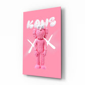 Pop-art-toy panel bringing pink glow to a designer studio