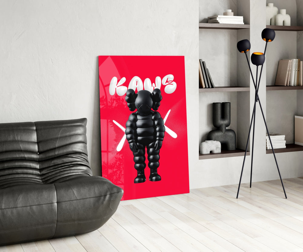 Kaws glass print enhancing a foyer with statement firepower