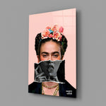 Contemporary Kahlo close-up showing chrome bandana and flower crown