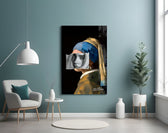 Contemporary Girl with a Pearl Earring panel adding editorial flair to a hallway