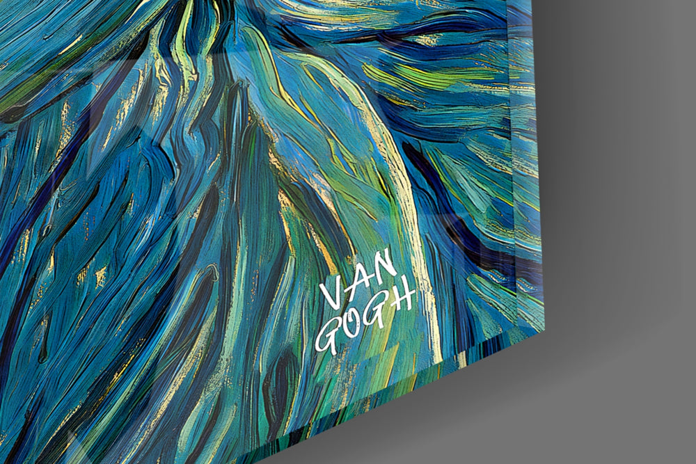 Contemporary Gogh panel catching window light to reveal its cinematic glow