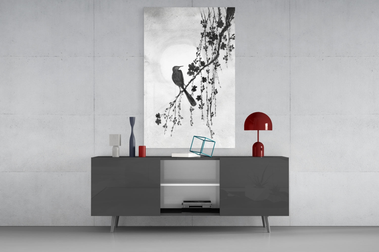 Bird on the Branch Glass Wall Art || Designer Collection.