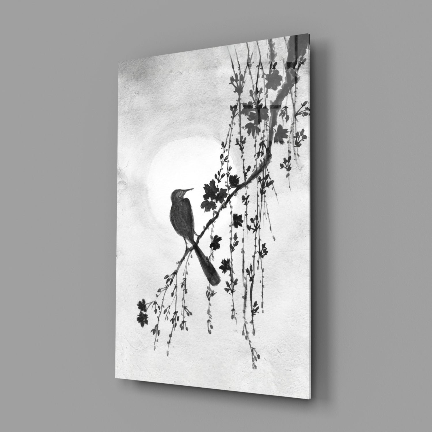 Bird on the Branch Glass Wall Art || Designer Collection.