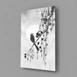 Bird on the Branch close-up showing songbird and cherry blossom branch