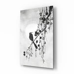 Sumi-e panel bringing calm glow to a tea room