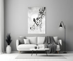 Bird on the Branch glass wall art styled above a console in a sunroom