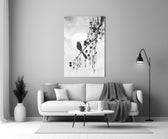 Bird on the Branch glass wall art styled above a console in a sunroom