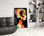 She glass print enhancing a den with statement firepower