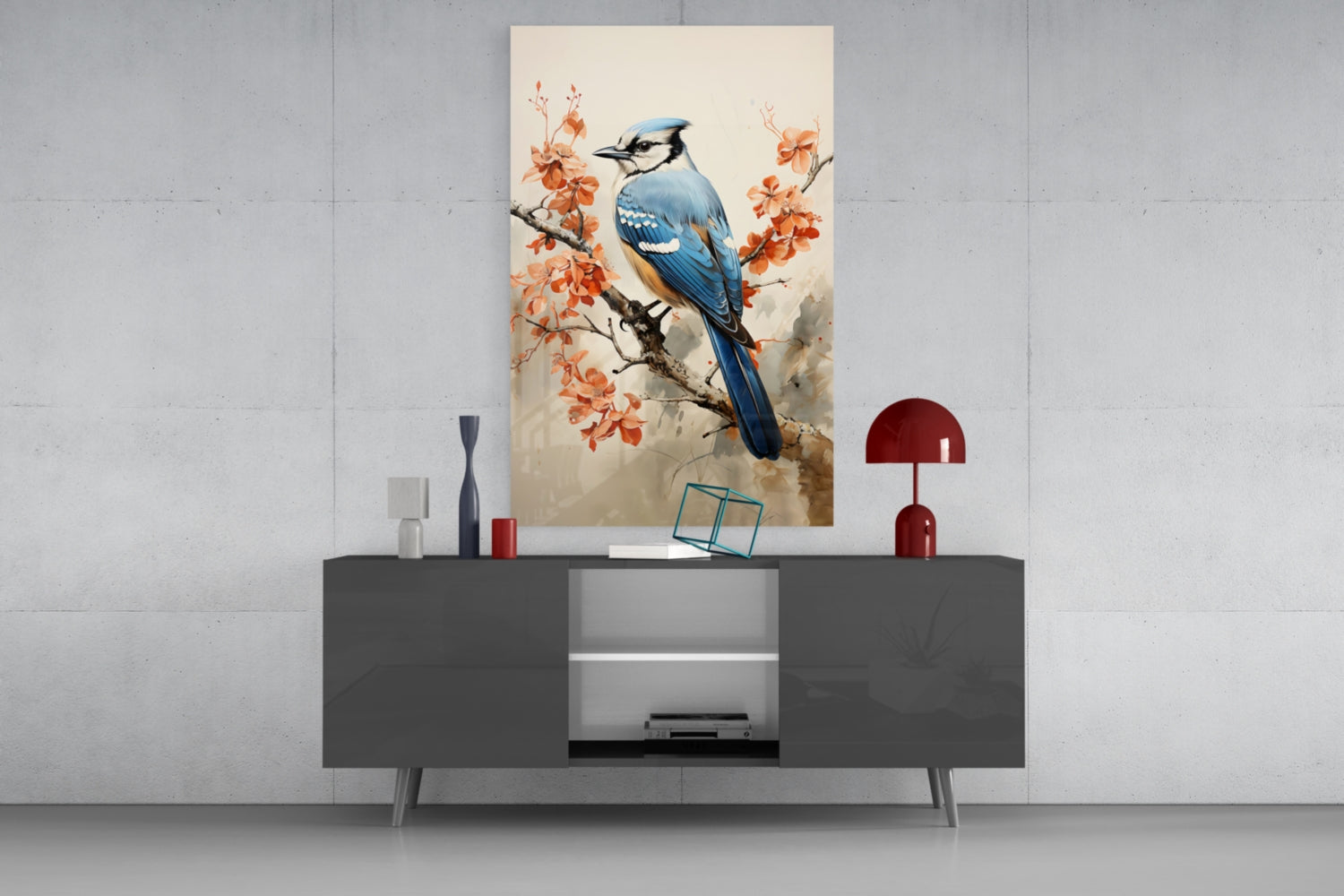 Bird on the Branch Glass Wall Art || Designer Collection.