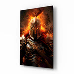 Cinematic-fantasy panel bringing fire glow to a media room