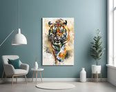 Tiger panel adding editorial drama to a hallway