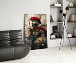 Gladiator glass print enhancing a den with statement firepower