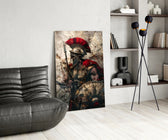 Gladiator glass print enhancing a den with statement firepower
