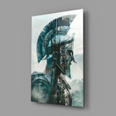 Gladiator close-up showing profile in foggy battlefield
