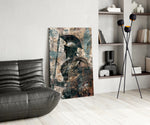 Gladiator glass print enhancing a den with statement firepower