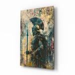 Cinematic-painterly panel bringing warrior glow to a study