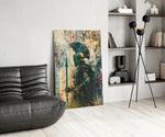 Gladiator glass print enhancing a den with statement firepower