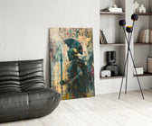 Gladiator glass print enhancing a den with statement firepower